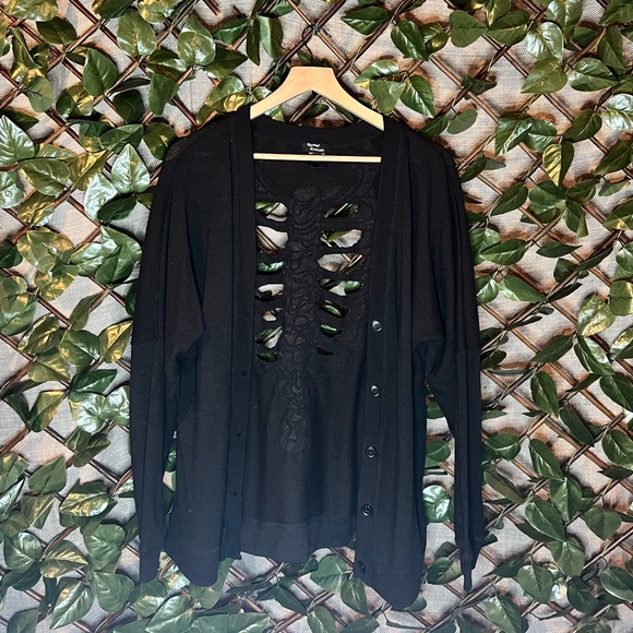Genuine Y2K Teenage Runaway Skeleton Ribcage Back Cutout Cardigan - Picture 2 of 4